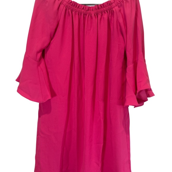 NWT Trina Turk Off-Shoulder Pink Bell Sleeve Dress XS - Picture 5 of 6
